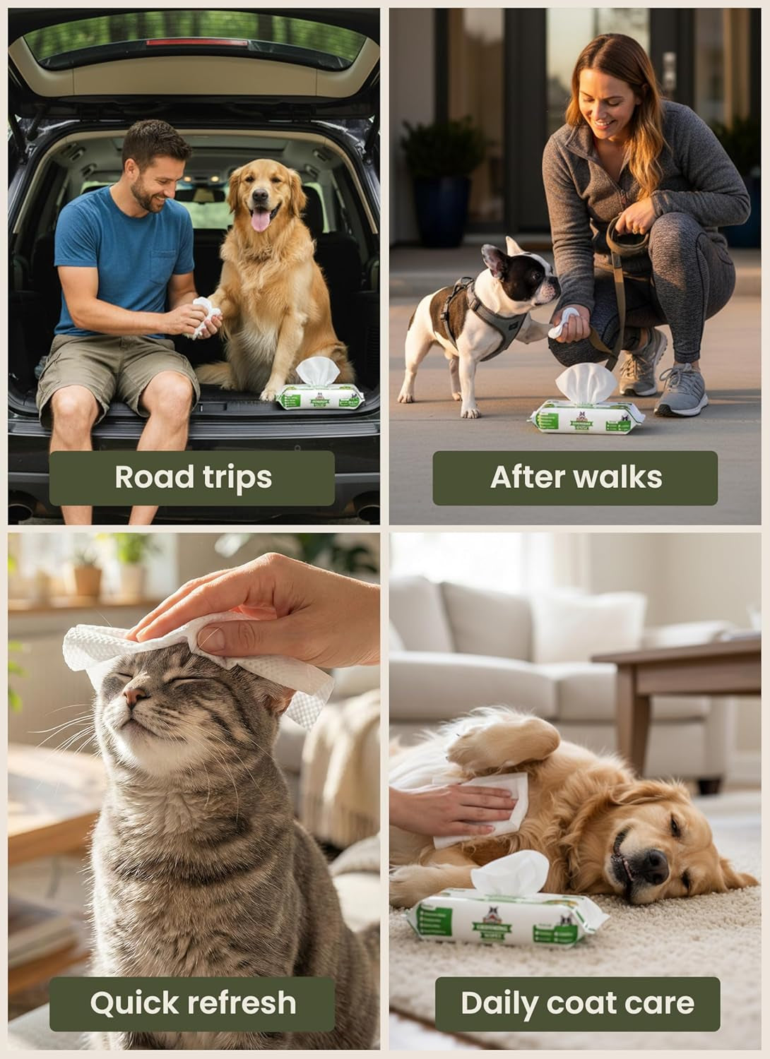 Pogi’S Dog Wipes – Hypoallergenic Pet Wipes for Paws, Body & Butt – Cleaning & Hydrating, Fragrance Free, 400 Count